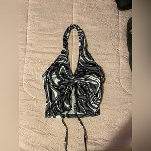 cute party crop shirt with halter neck